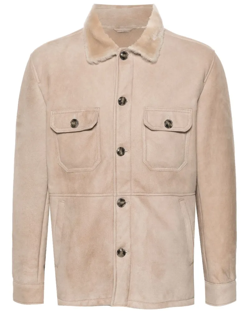 BARBA Klassische Lederjacke - Nude Nude