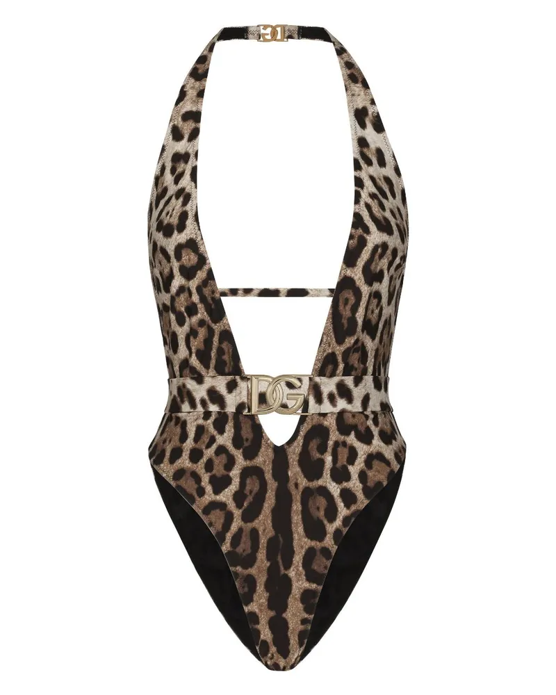 Dolce & Gabbana Badeanzug mit Leoparden-Print - Braun Braun