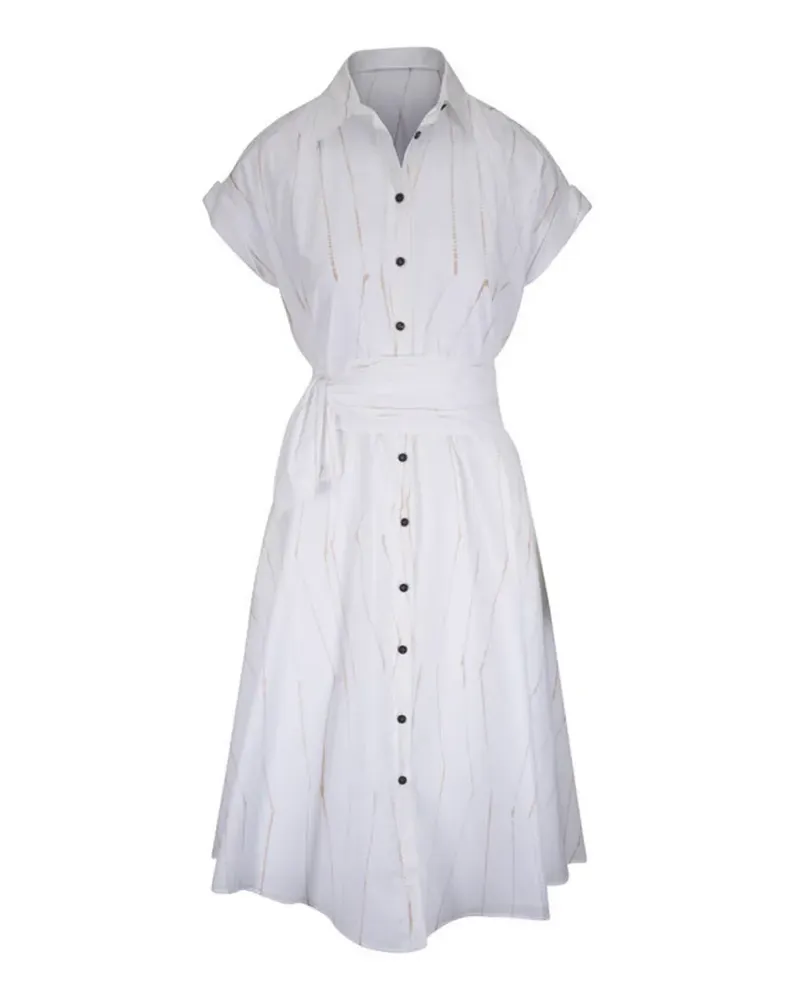 Kiton tie-waist patterned midi dress - Weiß Weiß