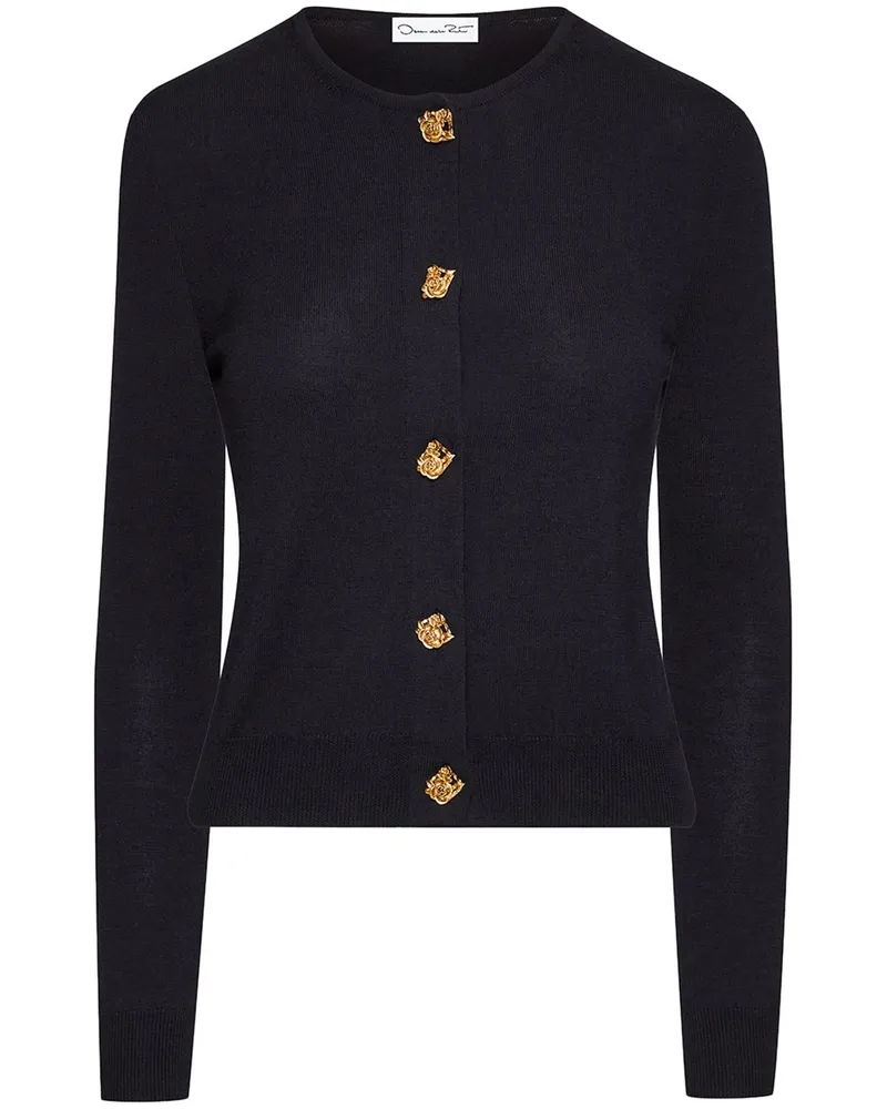 Oscar de la Renta English Rose Button Cardigan - Blau Blau