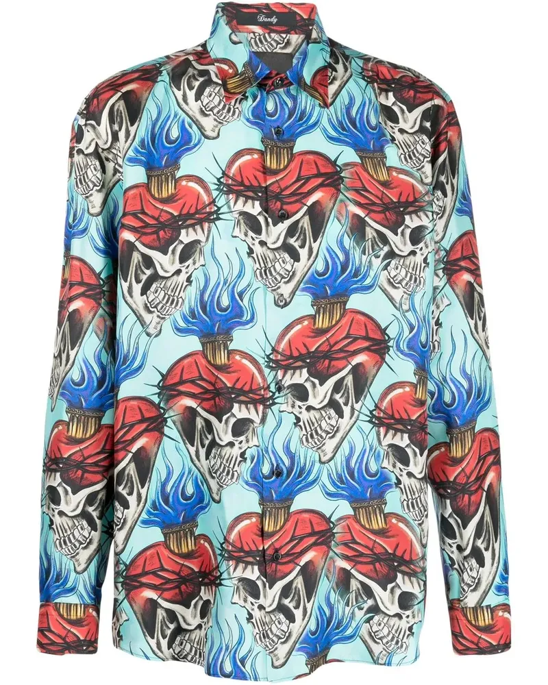Philipp Plein Hemd mit Totenkopf-Print - Blau Blau