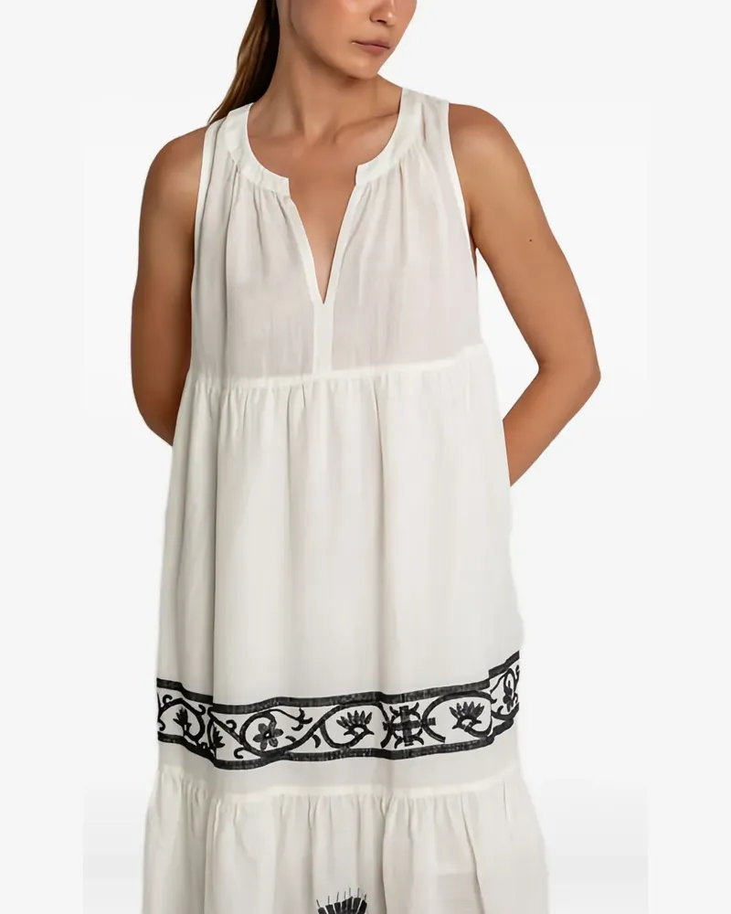 Greek Archaic Kori Ärmelloses Crete Maxikleid - Weiß Weiß