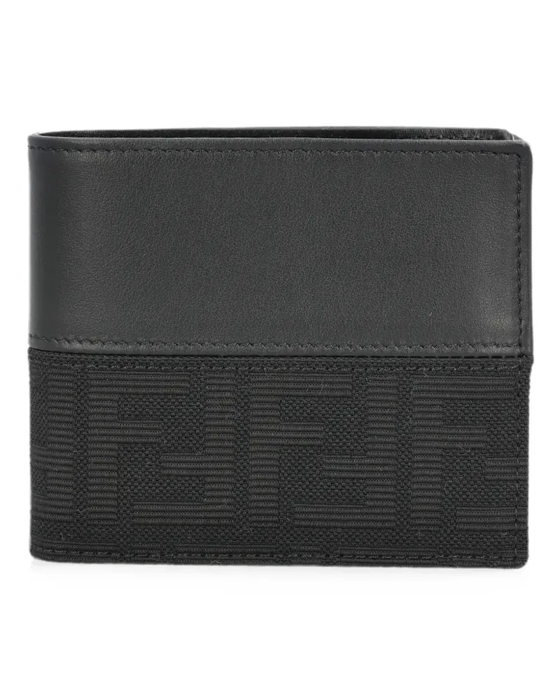 Fendi FF Zucca jacquard and black leather bi-fold wallet - Schwarz Schwarz