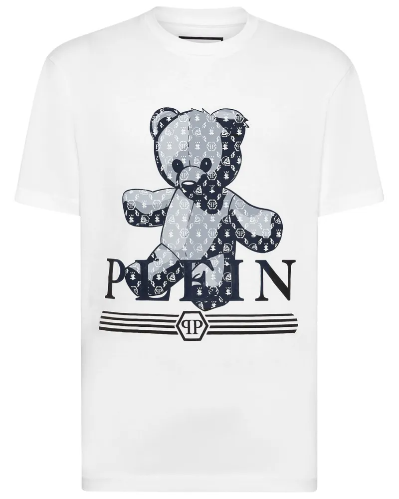 Philipp Plein T-Shirt mit Teddy - Weiß Weiß