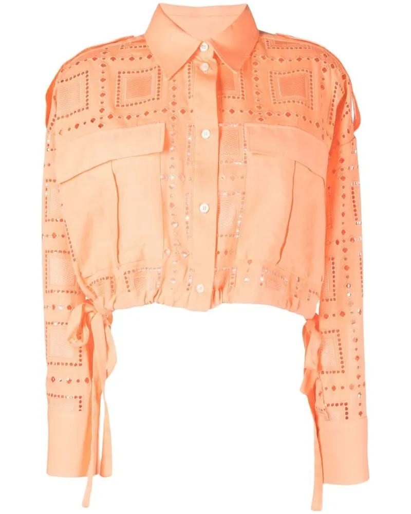 MSGM Hemd mit Lochstickerei - Orange Orange