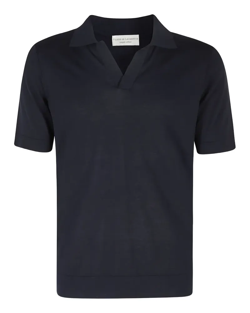 Filippo de Laurentiis Kurzärmeliges Oberteil mit Poloshirtkragen - Blau Blau