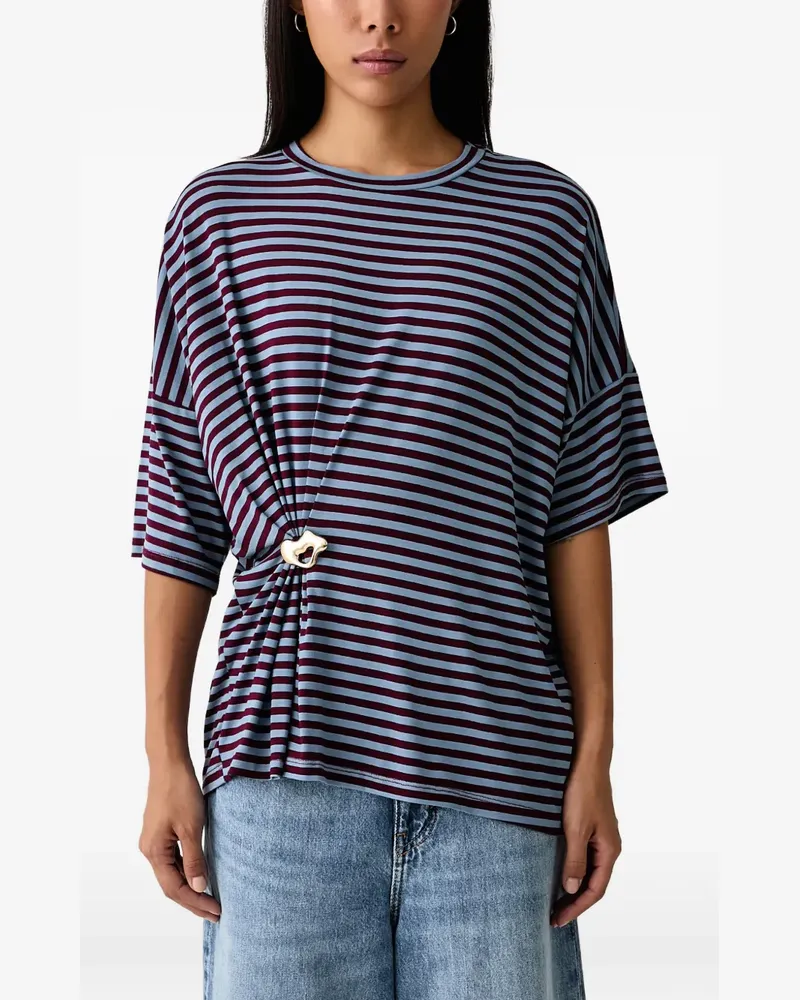 Essentiel striped gathered-detail T-shirt - Blau Blau