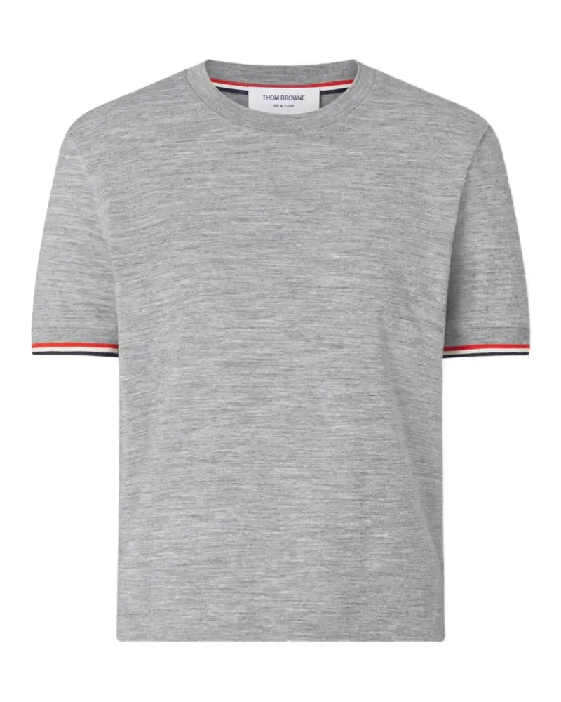 Thom Browne Jersey-T-Shirt mit gerippten Bündchen - Grau Grau