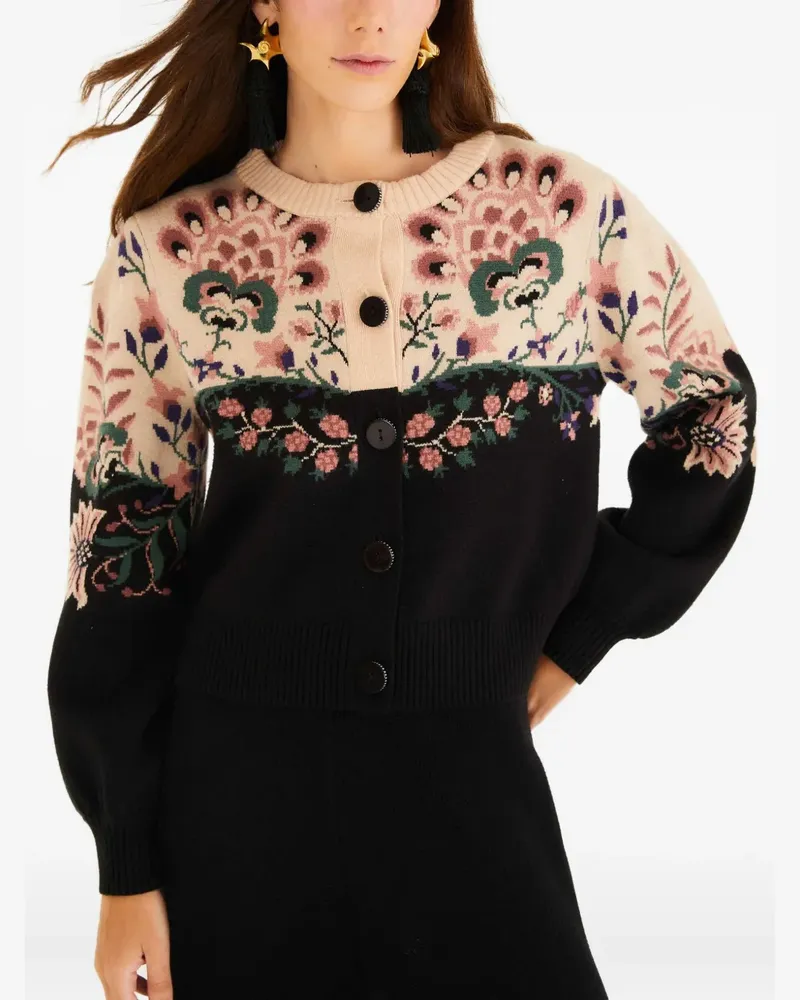 FARM Rio floral buttoned cardigan - Schwarz Schwarz
