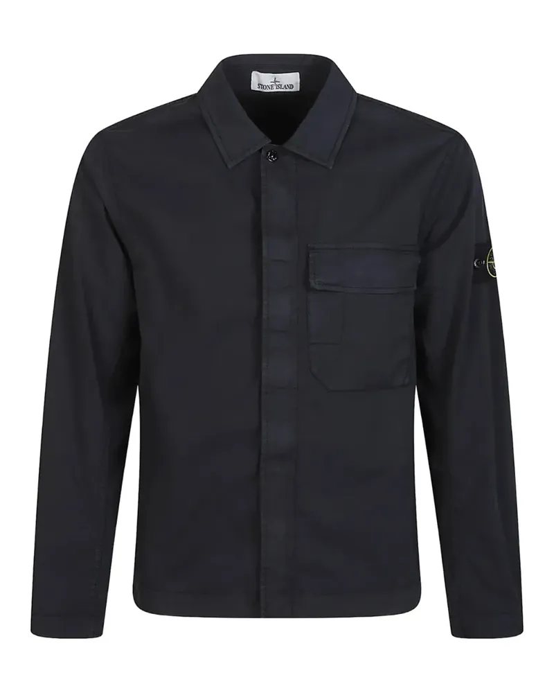 Stone Island Hemdjacke mit Brusttasche - Blau Blau