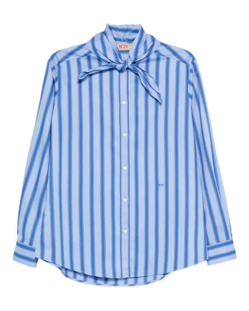 N° 21 Gestreiftes Hemd mit Logo - Blau Blau