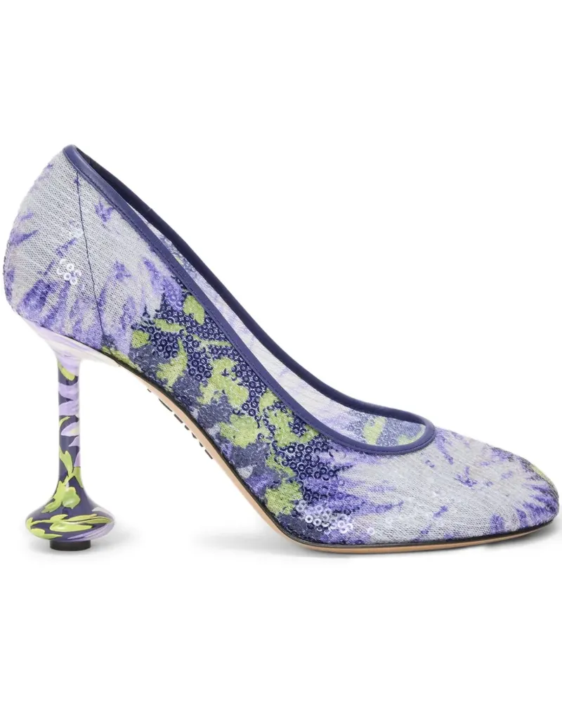 Loewe Toy pump in sequins 90mm - Violett Violett