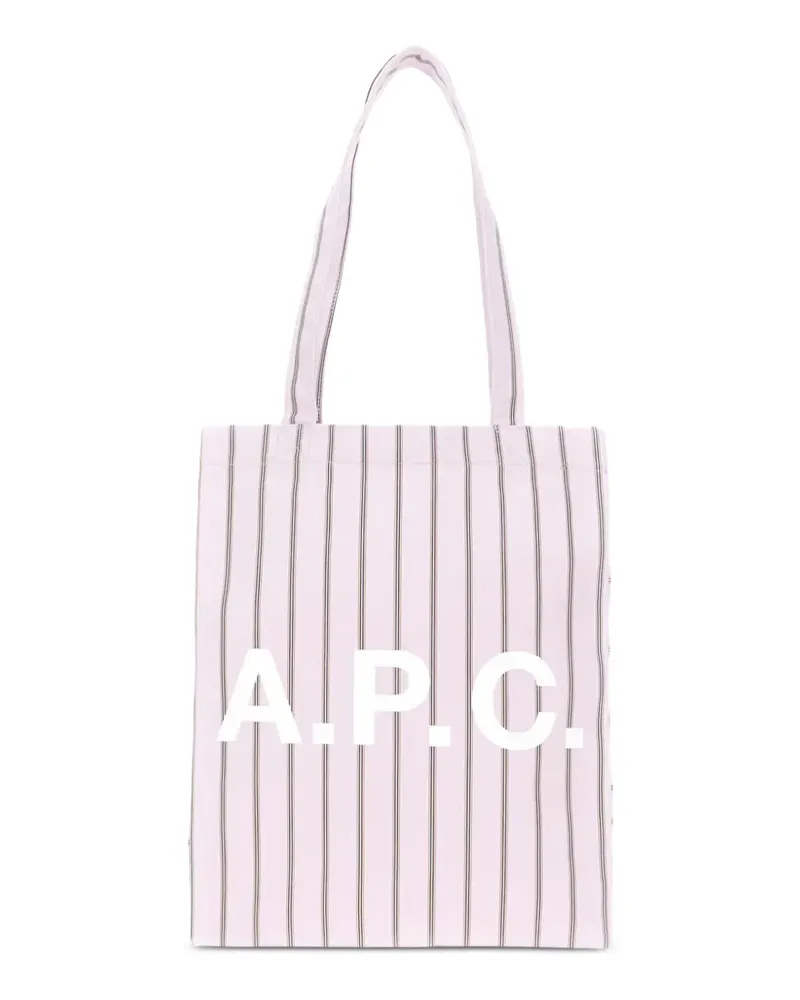 A.P.C. Gestreifte Tote Bag mit Logo-Print - Rosa Rosa