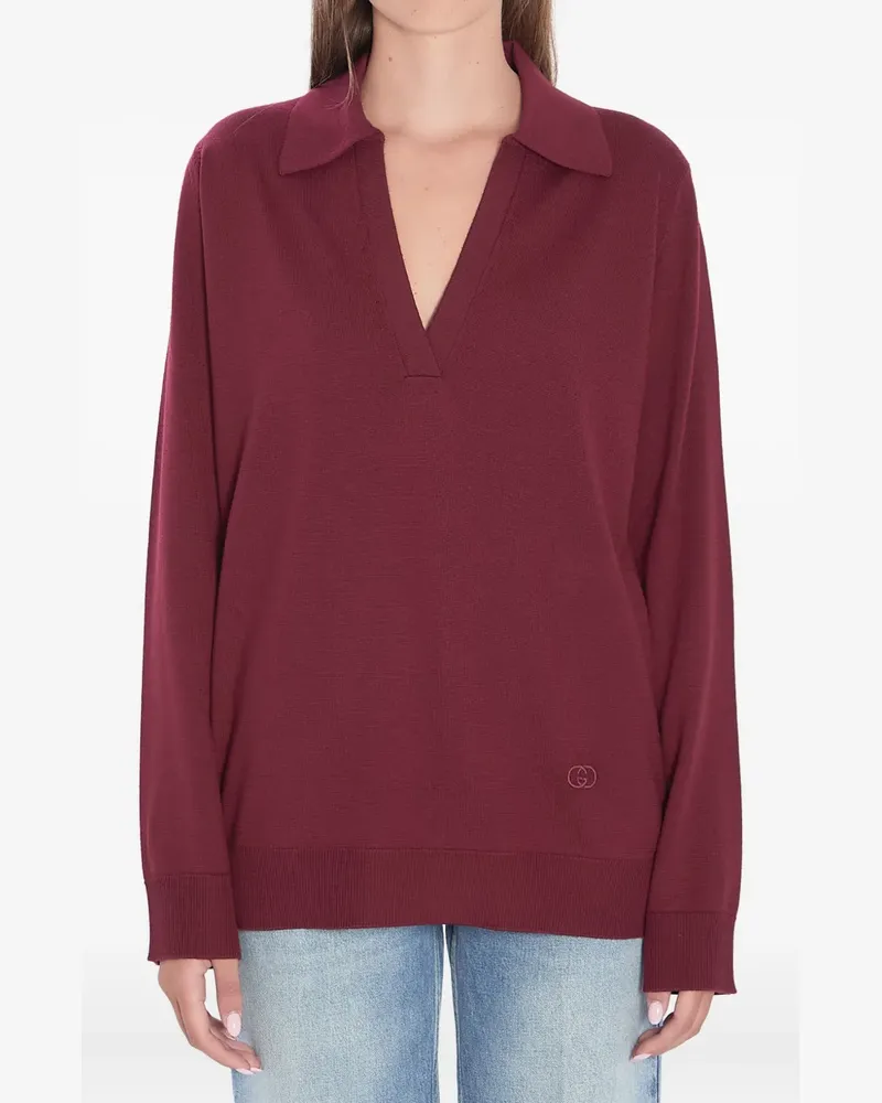 Gucci Poloshirt mit V-Ausschnitt - Rot Rot