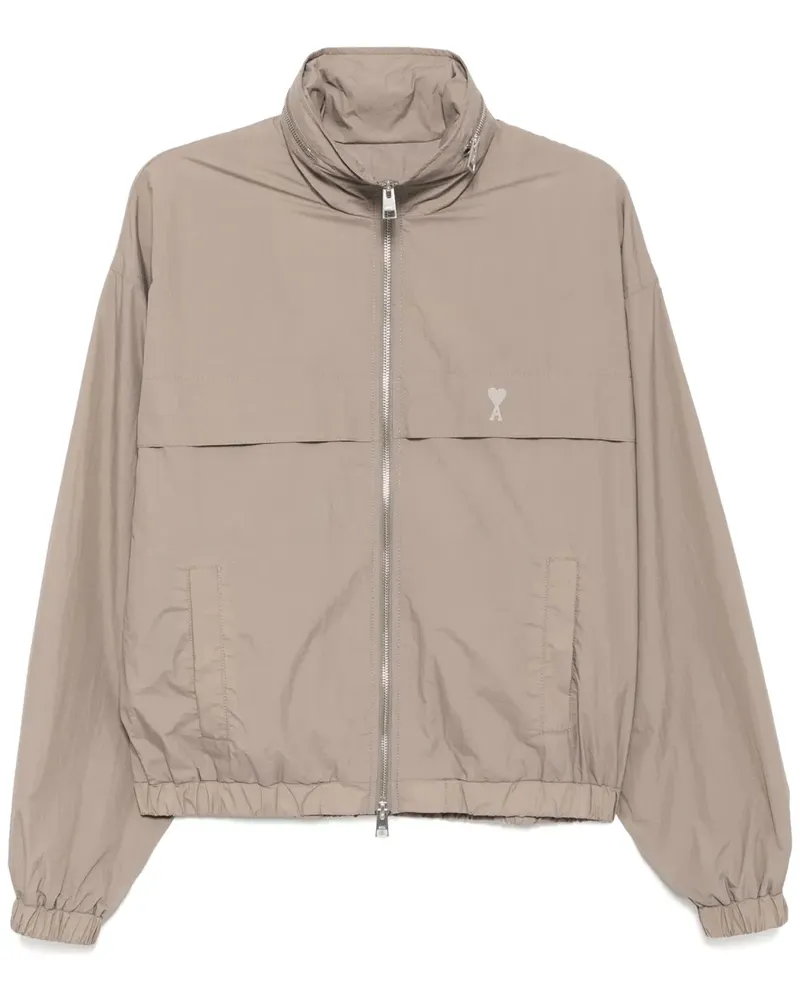 AMI Paris Windbreaker mit Logo-Print - Braun Braun
