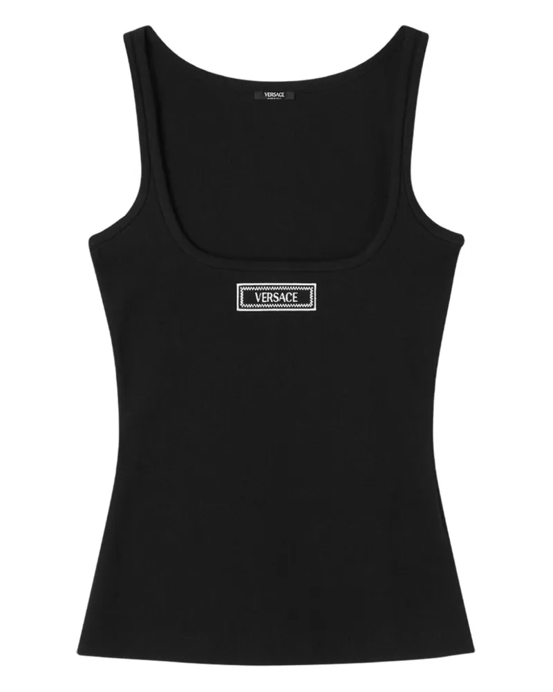 Versace Tanktop mit Logo-Stickerei - Schwarz Schwarz