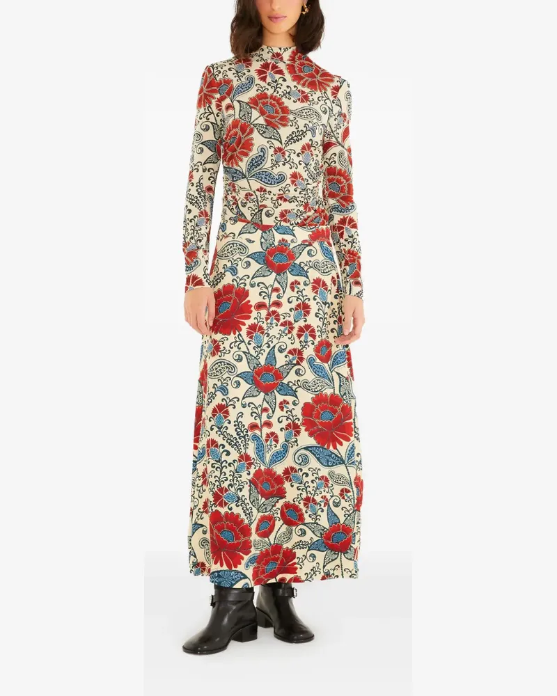 FARM Rio Maxirock mit Blumenmuster - Nude Nude