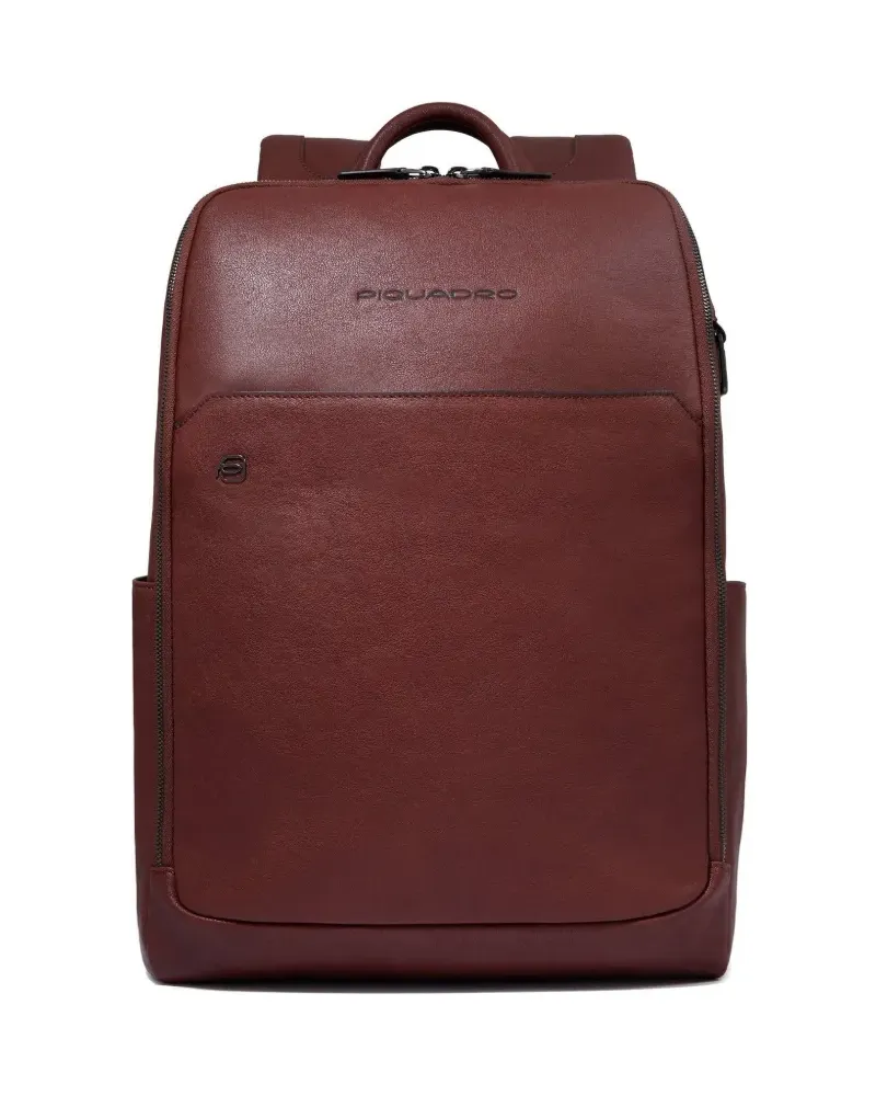 Piquadro leather laptop backpack - Braun Braun