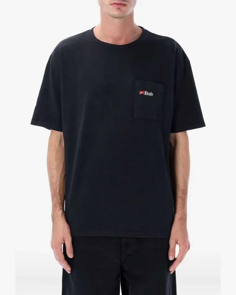 RHUDE chest-pocket graphic T-shirt - Schwarz Schwarz