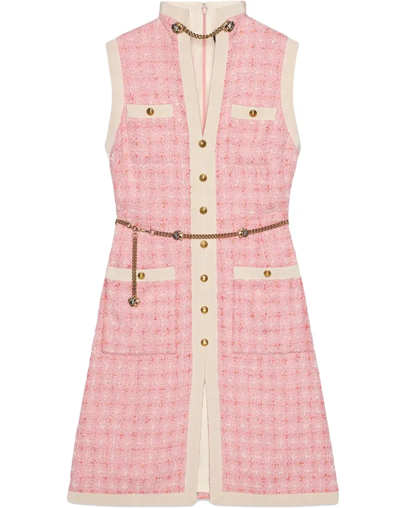 Gucci Tweed-Kleid mit Kettengürtel - Rosa Rosa