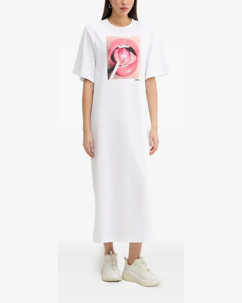 Fiorucci T-Shirt-Maxikleid mit Lolli-Print - Weiß Weiß