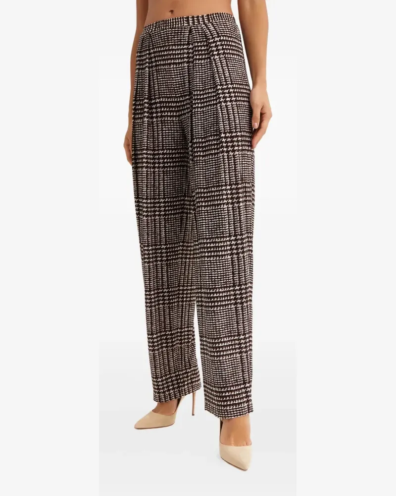 Norma Kamali pleated houndstooth trousers - Braun Braun