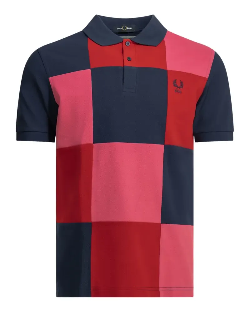 Comme des Garçons x FRED PERRY patchwork-pattern polo shirt - Blau Blau