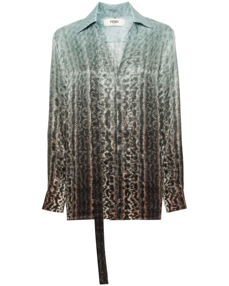Fendi Hemd mit Animal-Print - Blau Blau