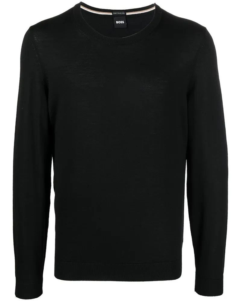 HUGO BOSS Pullover mit Rundhalsausschnitt - Schwarz Schwarz