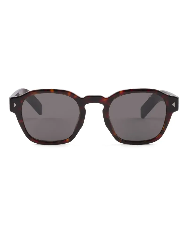 Prada Geometrische Sonnenbrille mit Metallschild - Braun Braun