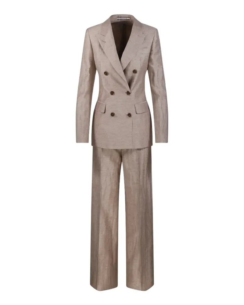 Tagliatore double-breasted slub-texture suit - Nude Nude