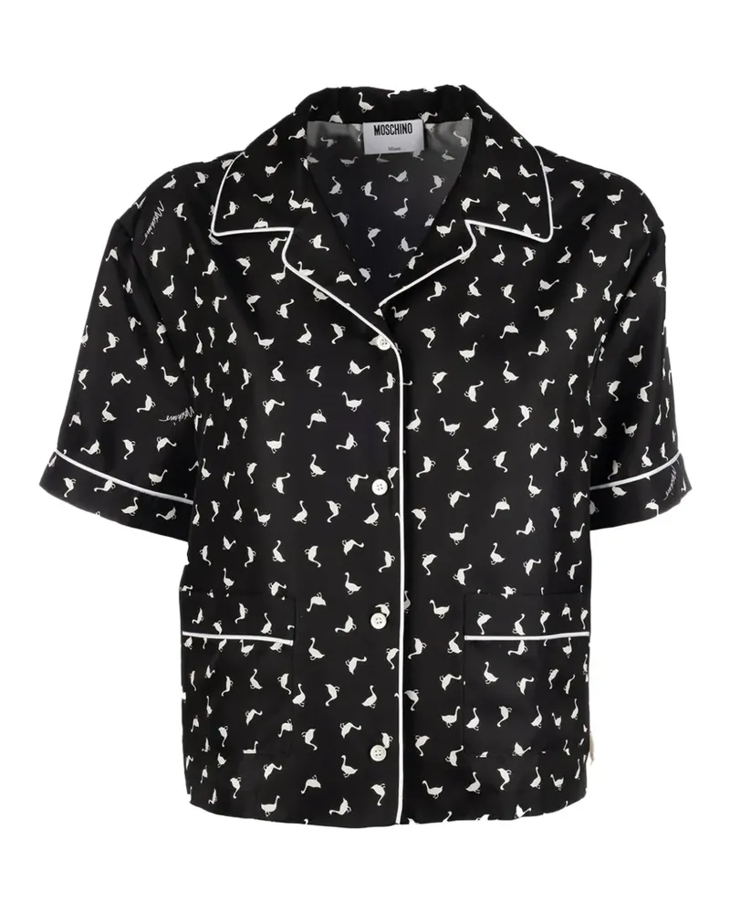 Moschino goose-print piped shirt - Schwarz Schwarz