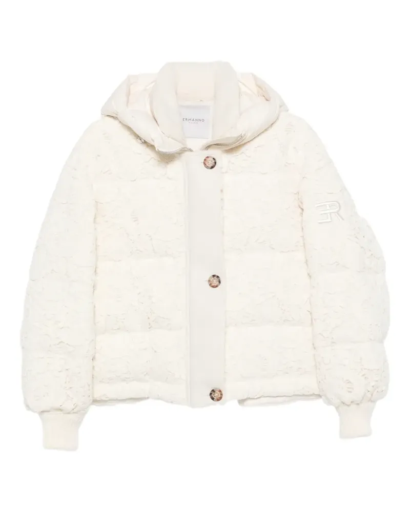 Ermanno Scervino lace-overlay puffer jacket - Weiß Weiß