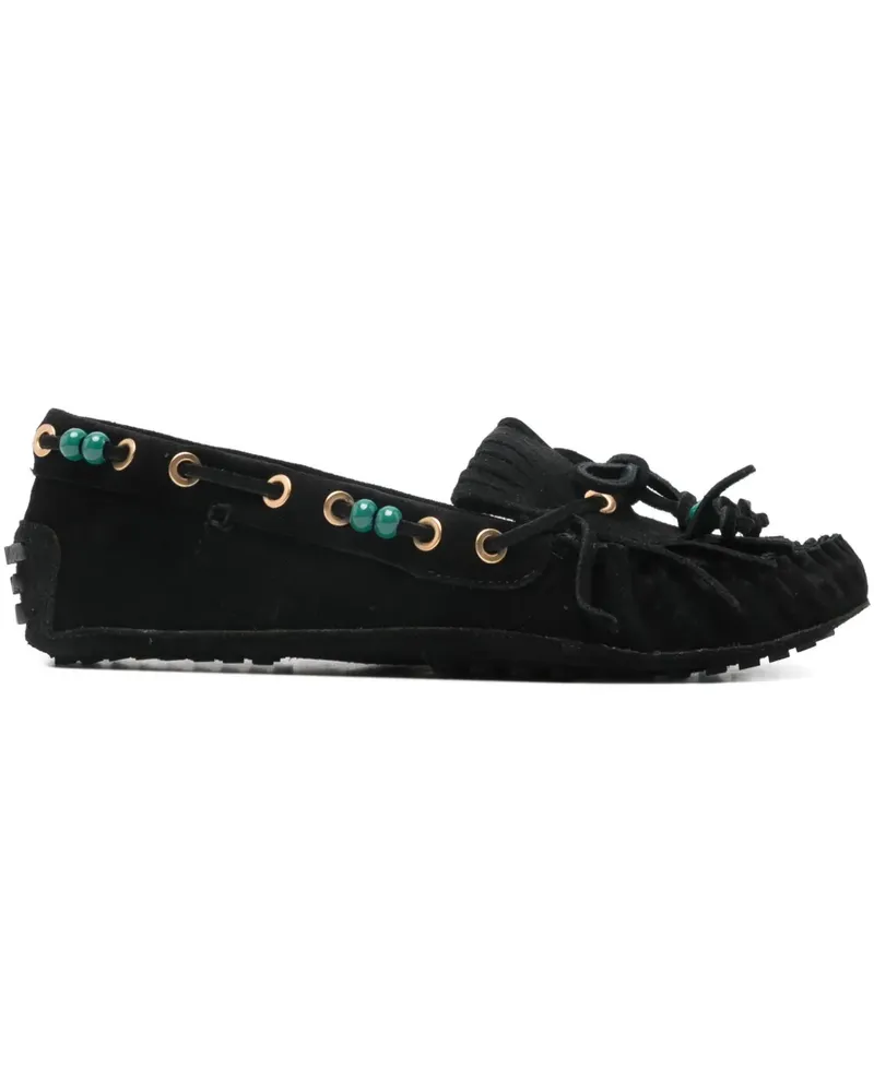 FARM Rio beaded fringed loafers - Schwarz Schwarz