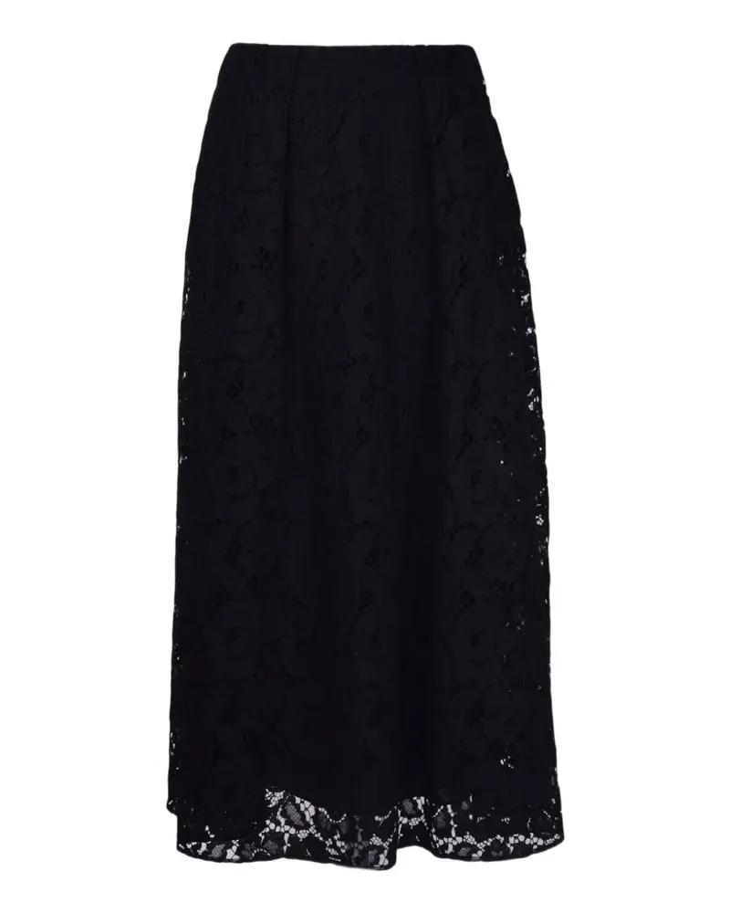 Elie Saab floral-embroidered midi skirt - Schwarz Schwarz