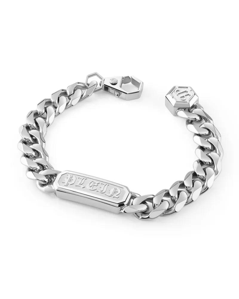 Philipp Plein Gothic Tag Armband - Silber Silber