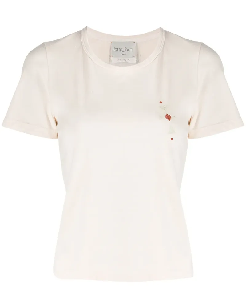forte_forte T-Shirt mit Stickerei - Nude Nude