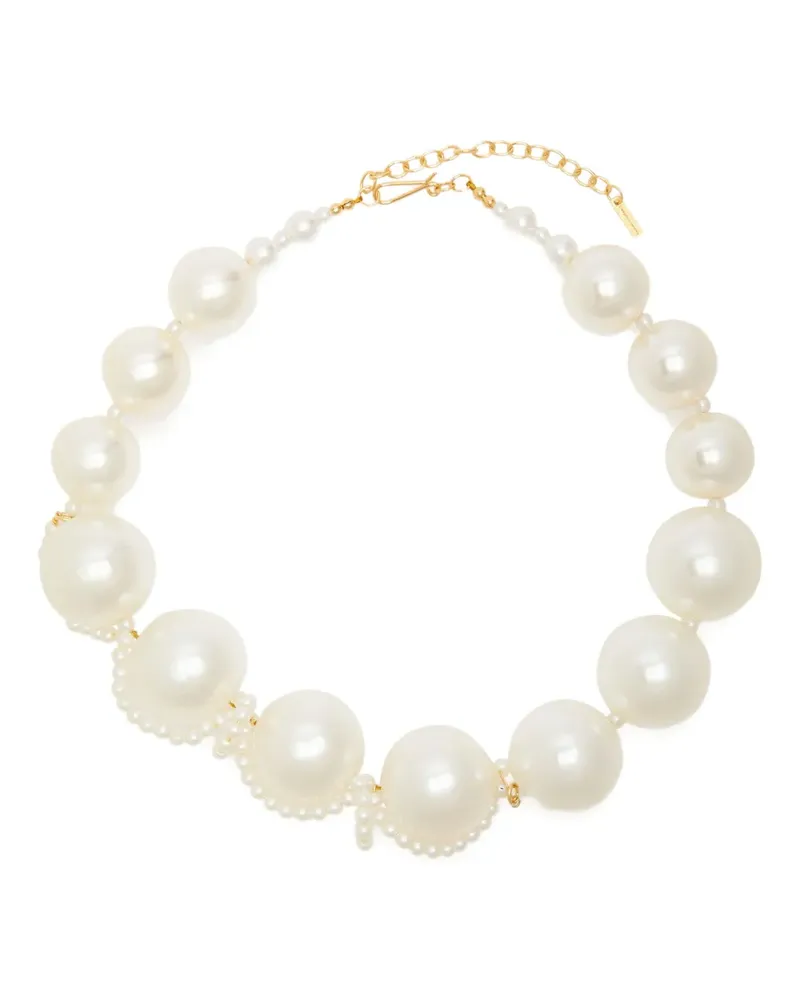Completedworks The Arcs of the Moon faux-pearl beaded necklace - Gold Gold