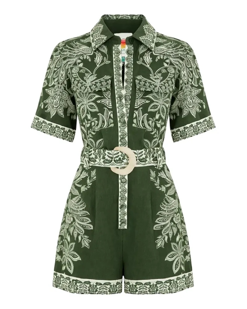 FARM Rio Playsuit mit Blumenprint - Grün Grün