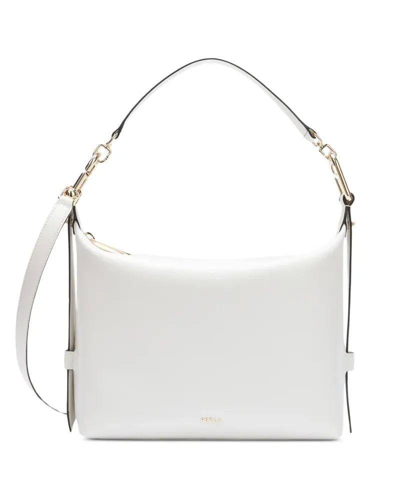 Furla Tonie Schultertasche aus strukturiertem Leder - Weiß Weiß