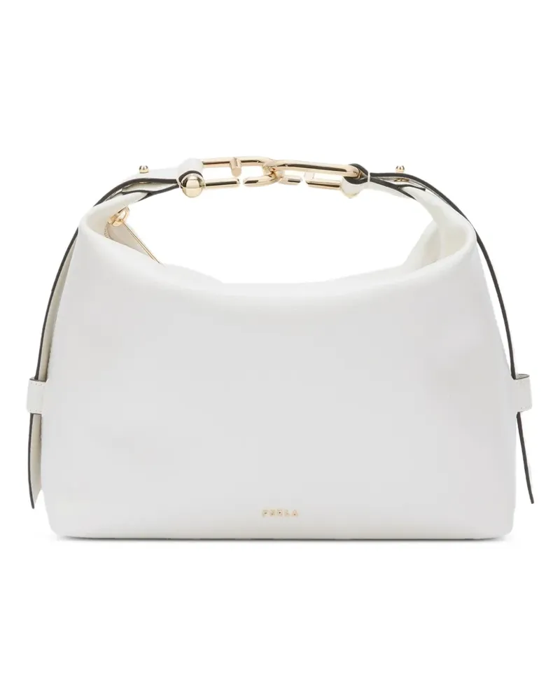 Furla Tonie Schultertasche aus strukturiertem Leder - Weiß Weiß