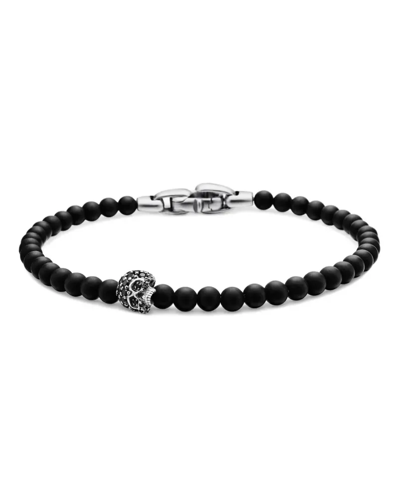 David Yurman Memento Mori Skull Armband aus Sterlingsilber 4mm - Schwarz Schwarz