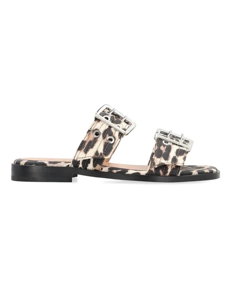 Ganni animal-print buckle sandals - Nude Nude