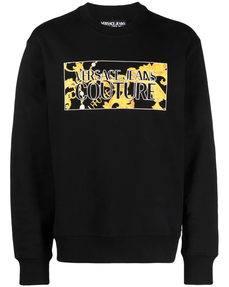 Versace Jeans Sweatshirt mit Logo-Print Schwarz