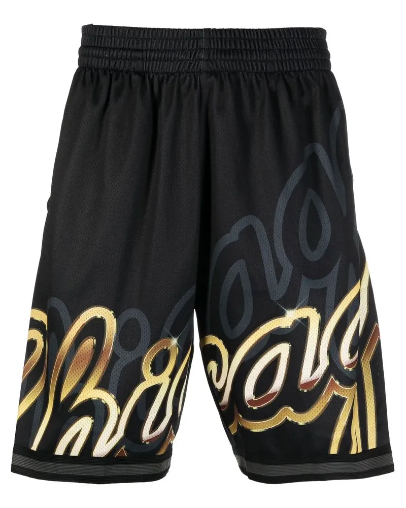 Mitchell & Ness Joggingshorts mit Logo-Print - Schwarz Schwarz