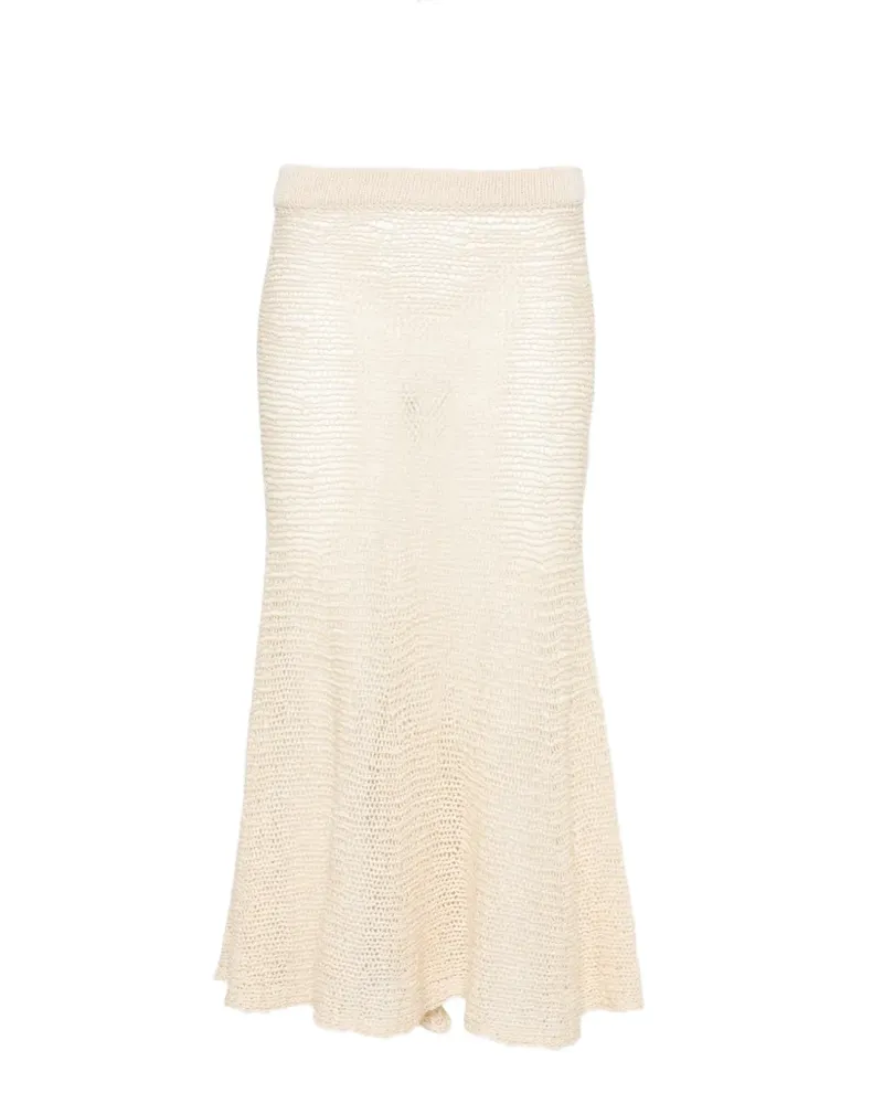 KHAITE Inaya crochet-knit midi skirt - Nude Nude