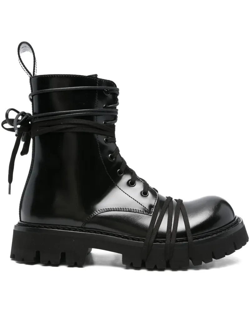 Moschino Knöchelhohe Schnürstiefel 45mm - Schwarz Schwarz