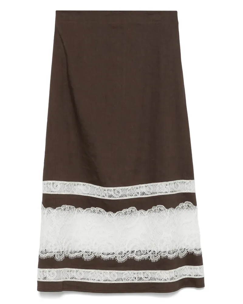 Lorena Antoniazzi Midirock mit Spitzendetail - Braun Braun