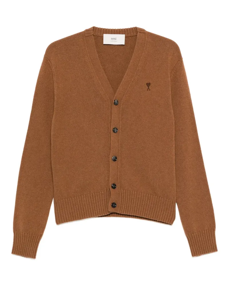 AMI Paris Cardigan mit V-Ausschnitt - Braun Braun
