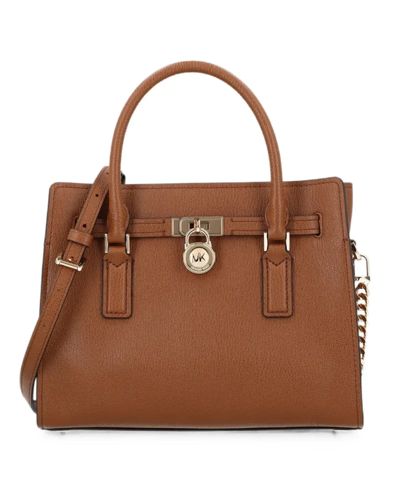Michael Kors Hamilton logo-pendant pebbled-texture tote bag - Braun Braun